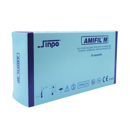 NICI AMIFIL M 4/0 ig. 16 mm, 3/8 koła, odwrotnie tnąca / 45 cm - niewchłanialne, monofilament (10 szt.)