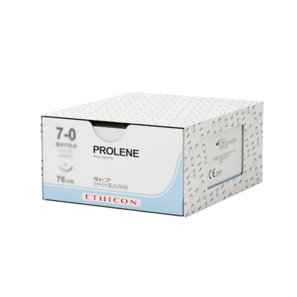 Nici PROLENE 7/0, ig. 8 mm, 3/8 koła, odwrotnie tnąca / 45 cm - monofilament, niewchłanialne (12 szt.) - Johnson