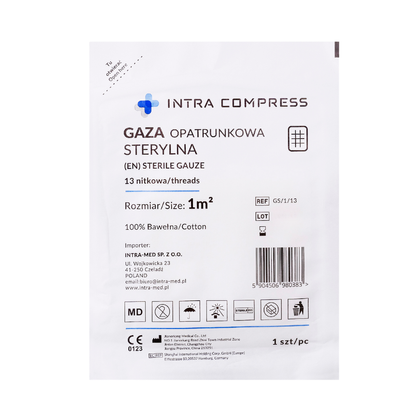 Gaza opatrunkowa 13. nitkowa 1 m2  STERYLNA - Zarys