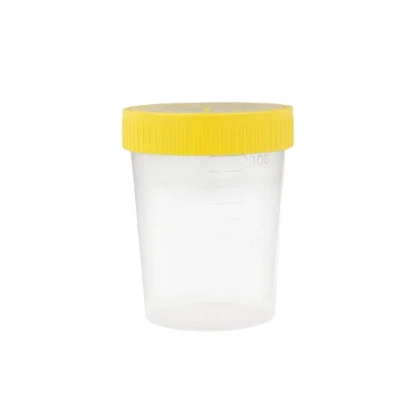 Pojemnik do moczu 100 ml. STERYLNY, nakrętka <ŻÓŁTA> (1 szt.) - Bene (100-120 ml)