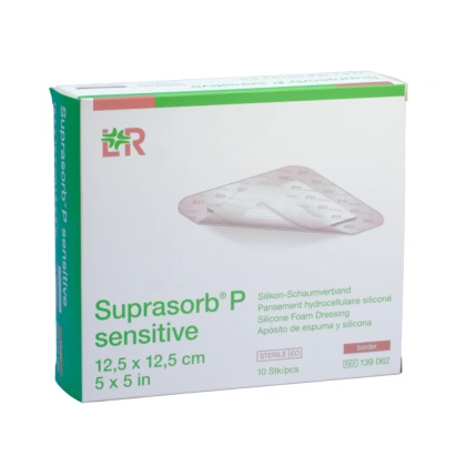 Opatrunek piankowy SUPRASORB P Sensitive border 12,5 x 12,5 cm (10 szt.)