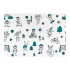 Podkład podfoliowany w rolce 33 cm x 20 m, perforacja co 50 cm - dziecięcy, niebieskie wzorki