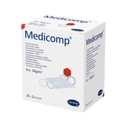 Kompresy włókninowe 4. warst. MEDICOMP 10 x 10 cm. (25 x 2 szt.) sterylne