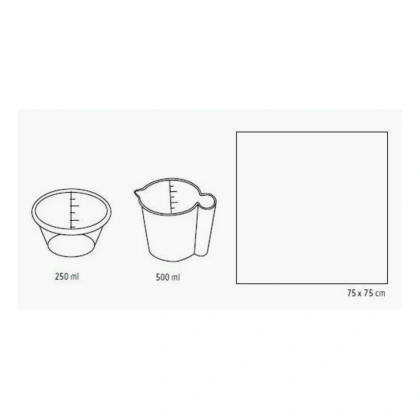 Foliodrape - miska 250 ml, miarka 500 ml, serweta 75 x 75 cm (20 szt.)