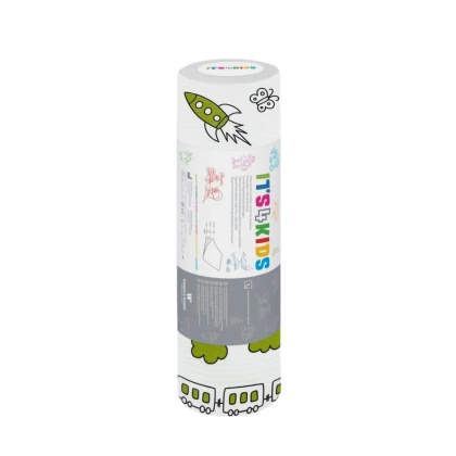 Podkład podfoliowany w rolce 33 cm x 20 m, perforacja co 50 cm - dziecięcy, zielone wzorki